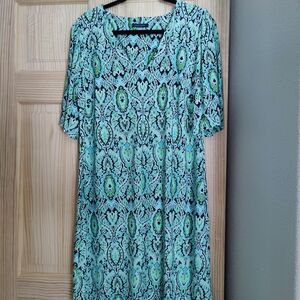 Tommy Hilfiger Green and Black Patterned Midi Dress